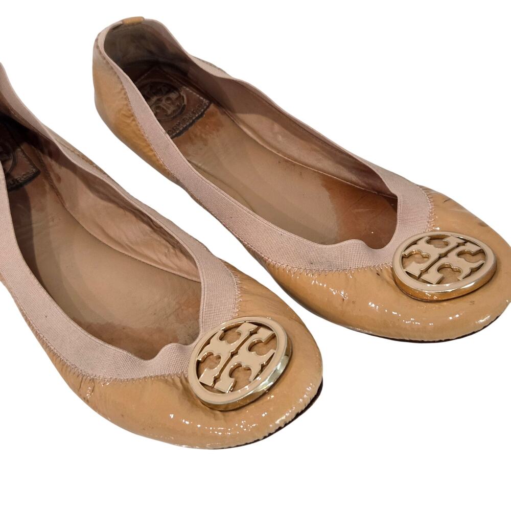 Women's Tory Burch Elastic Gold Flats, Size 9